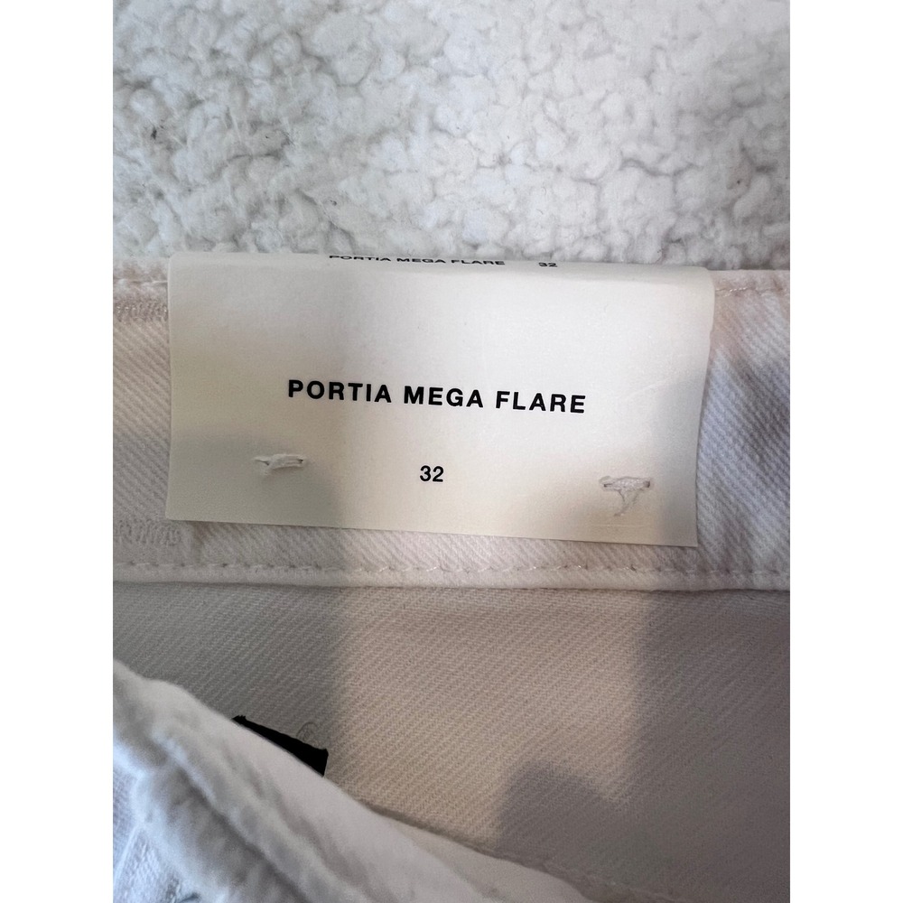 7 For All Mankind Portia Mega Flare Jeans White Sailor Button High Rise 32 NWT - Picture 6 of 14